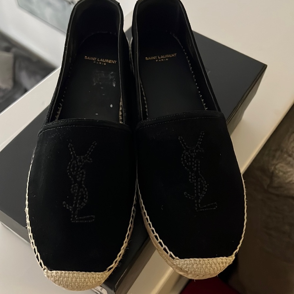 Saint Laurent black Suede espadrille never worn